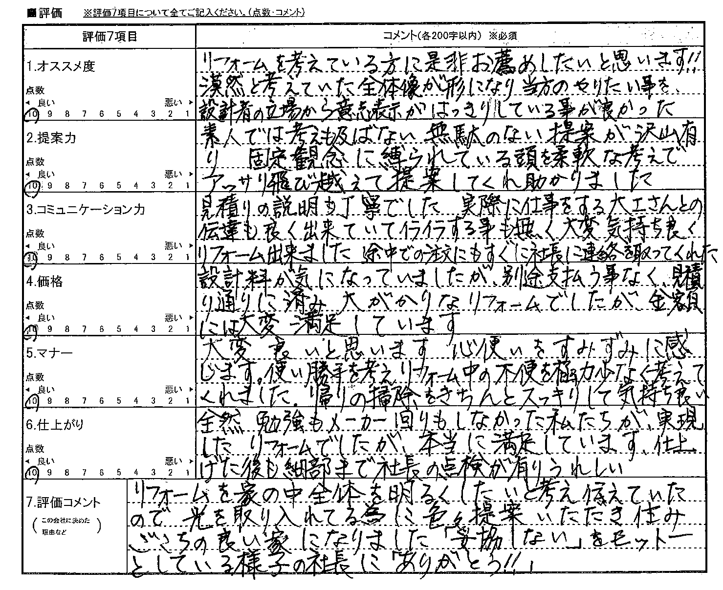 お客様の声